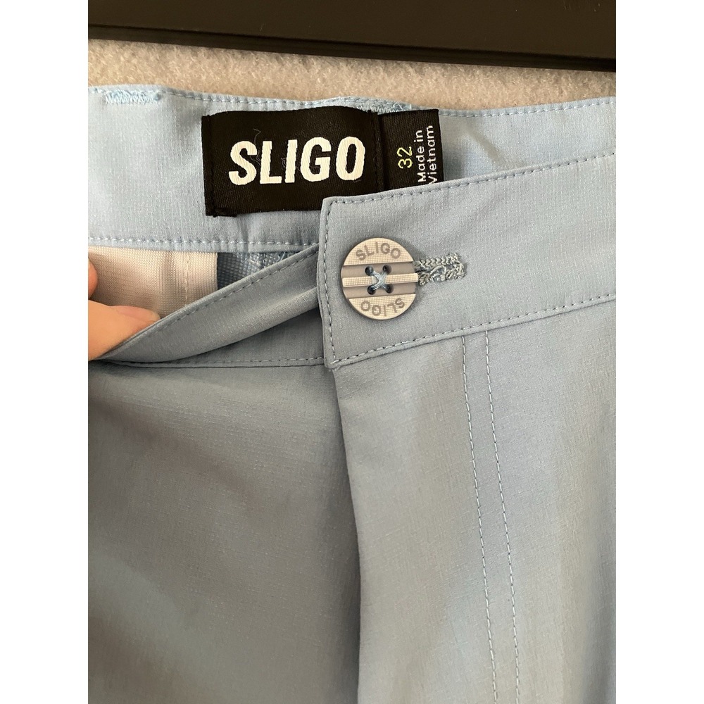 Sligo Men's 32/33 Light Blue Performance Golf Pants Flat Front Pockets Outdoors - Picture 3 of 8